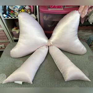 Truly Lou Light Pink Satin Bow Shaped Pillow
